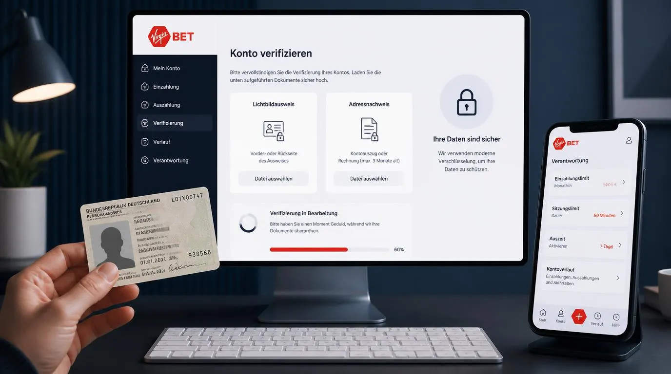 Nutzer lädt Ausweis und Adressnachweis sicher im Konto zur KYC-Prüfung hoch